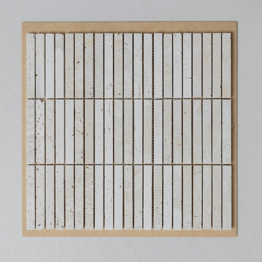 Superwhite Travertine Finger Mosaic