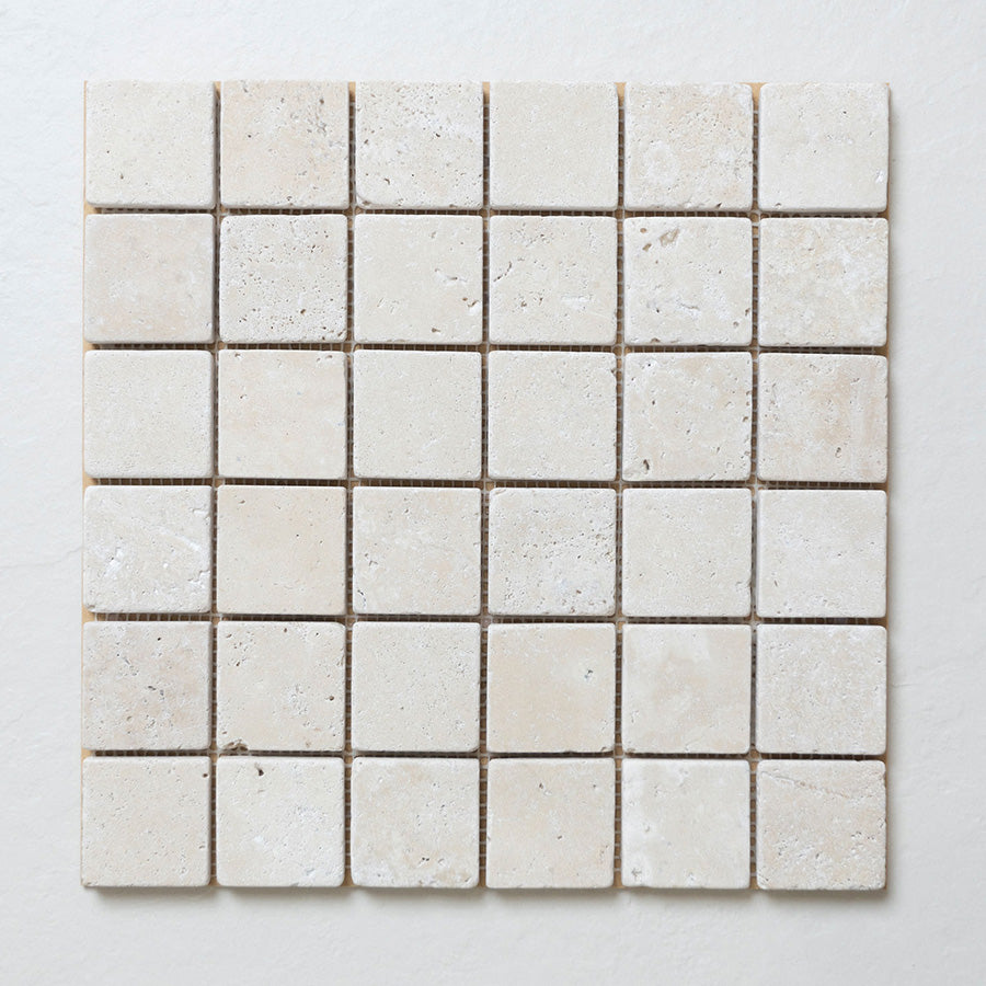 Classico Travertine Square Tumbled Mosaic