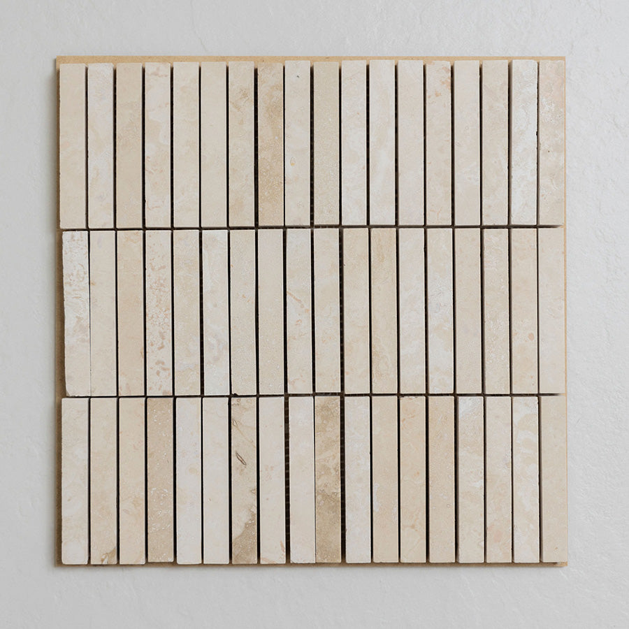Almond Travertine Rectified Finger Mosaic