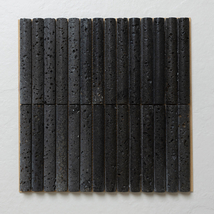 Lava Black Mini Flute Mosaic (half with colour enhancing sealer)