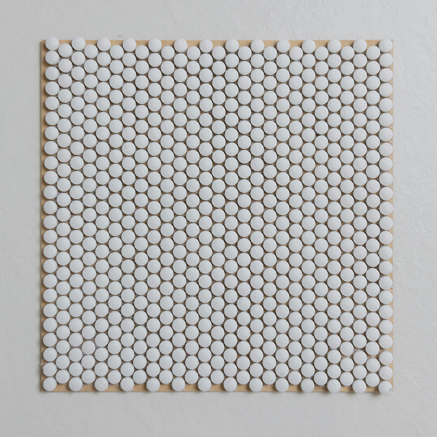 Matt White Button Glass Enamel Mosaic