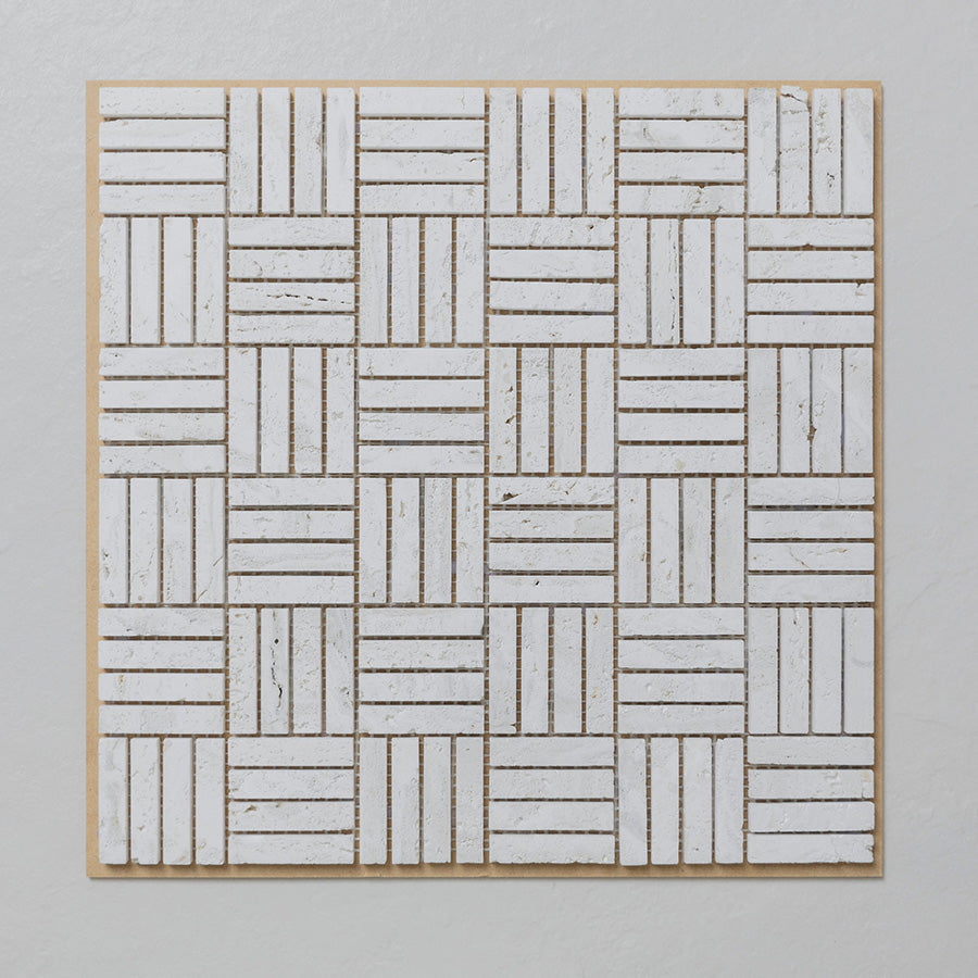 Superwhite Travertine Aztec Mosaic