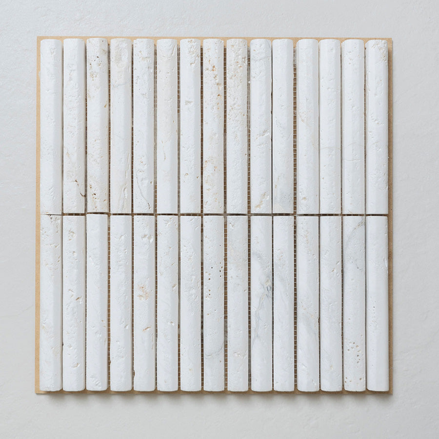 Superwhite Travertine Mini Flute Mosaic
