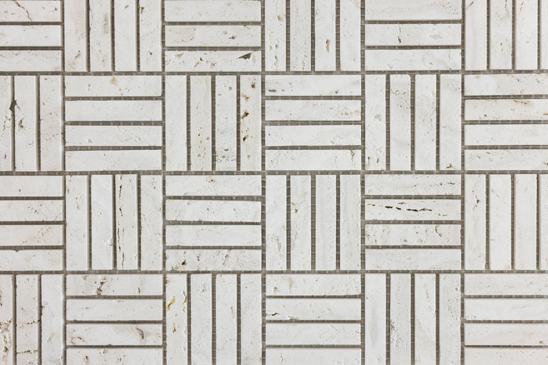 SUPERWHITE TRAVERTINE JAPANESE FINGER MOSAIC