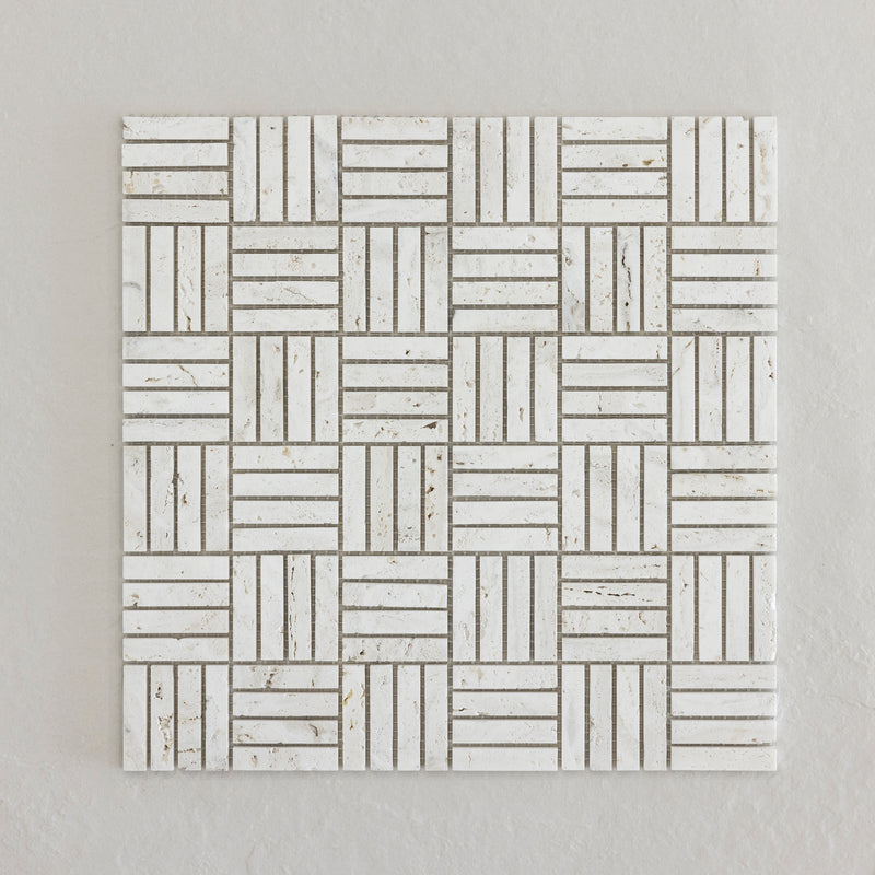 SUPERWHITE TRAVERTINE JAPANESE FINGER MOSAIC